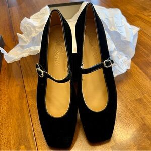 J. Crew Black Velvet Flats with Buckle Detail size 8.5M